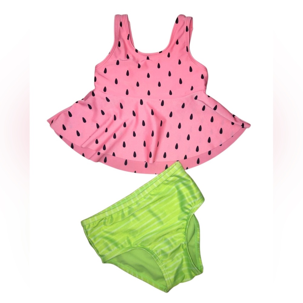 Cat & Jack Green and Pink watermelon Bikini with Flared Top